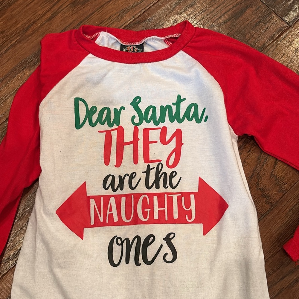 Festive Red and White Kids Pajama Top